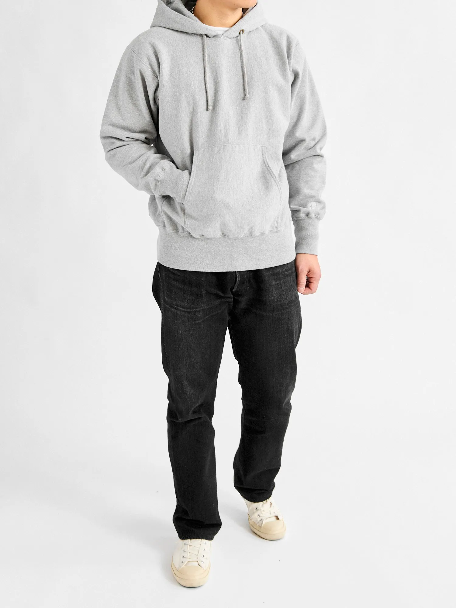 Reverse Weave Heavyweight Pullover Hoodie in Heather Grey