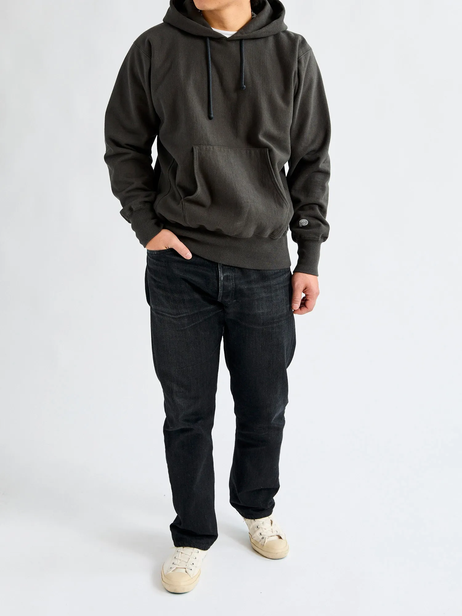 Reverse Weave Heavyweight Pullover Hoodie in Sulfur Black