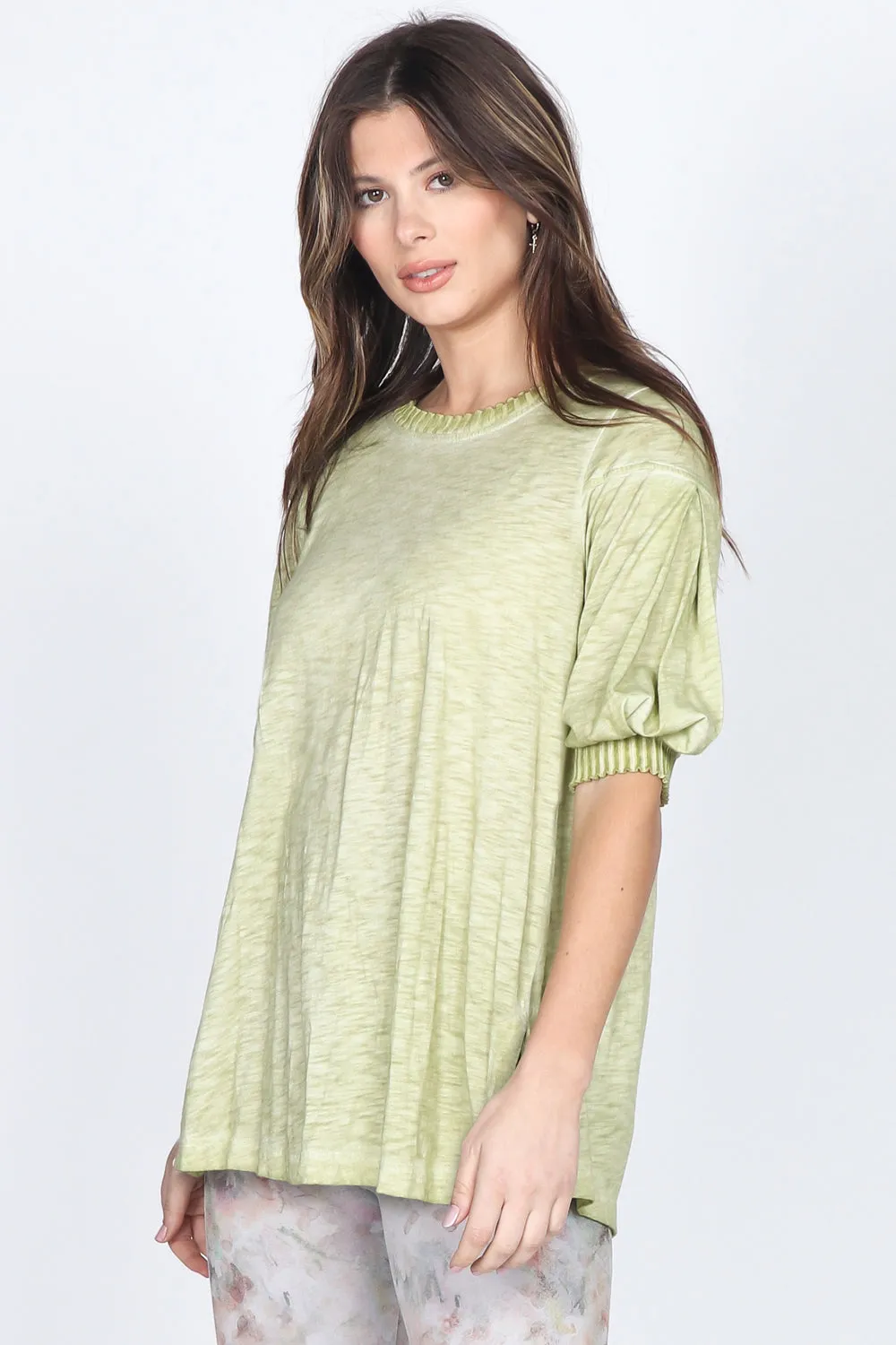 Ribbed Hem Sleeve Top