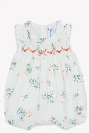 Romper - White Smock Print Flowery