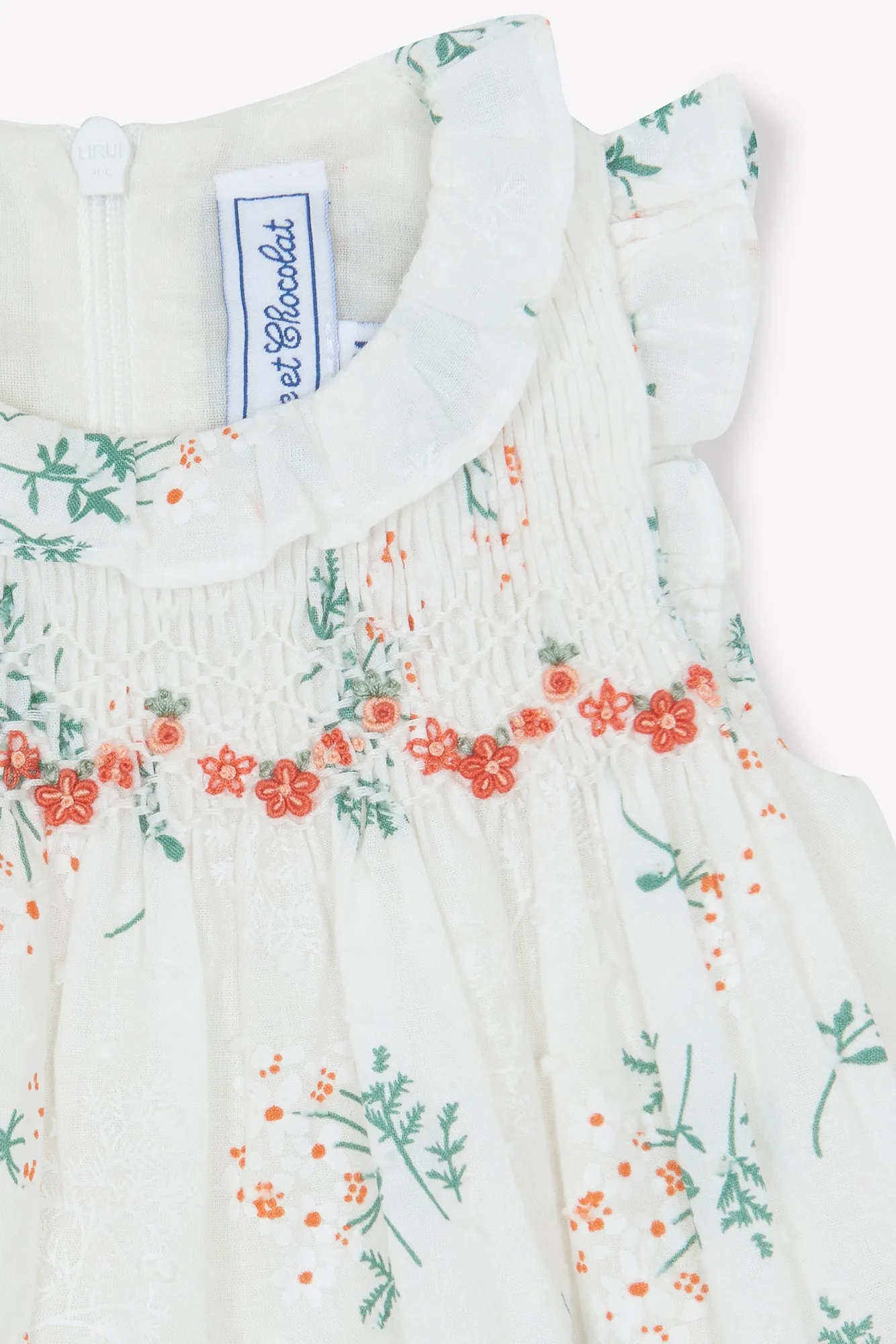 Romper - White Smock Print Flowery