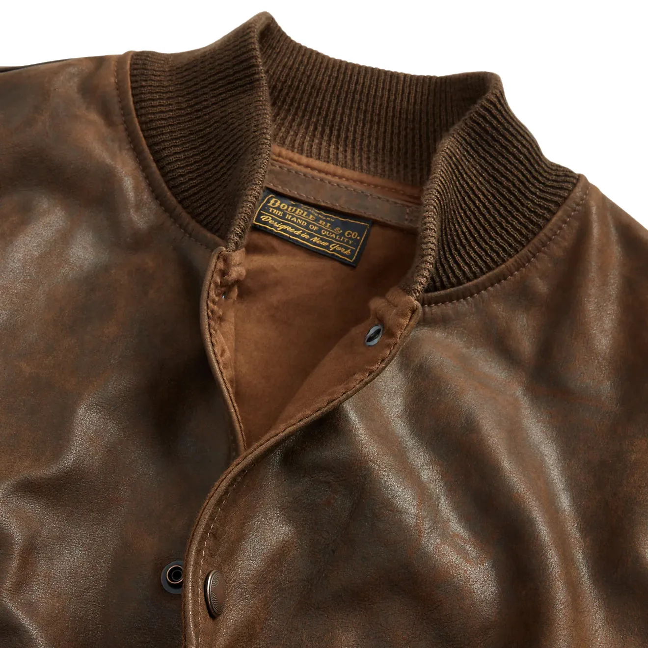 RRL by Ralph Lauren Leather Bomber Jacket Brown