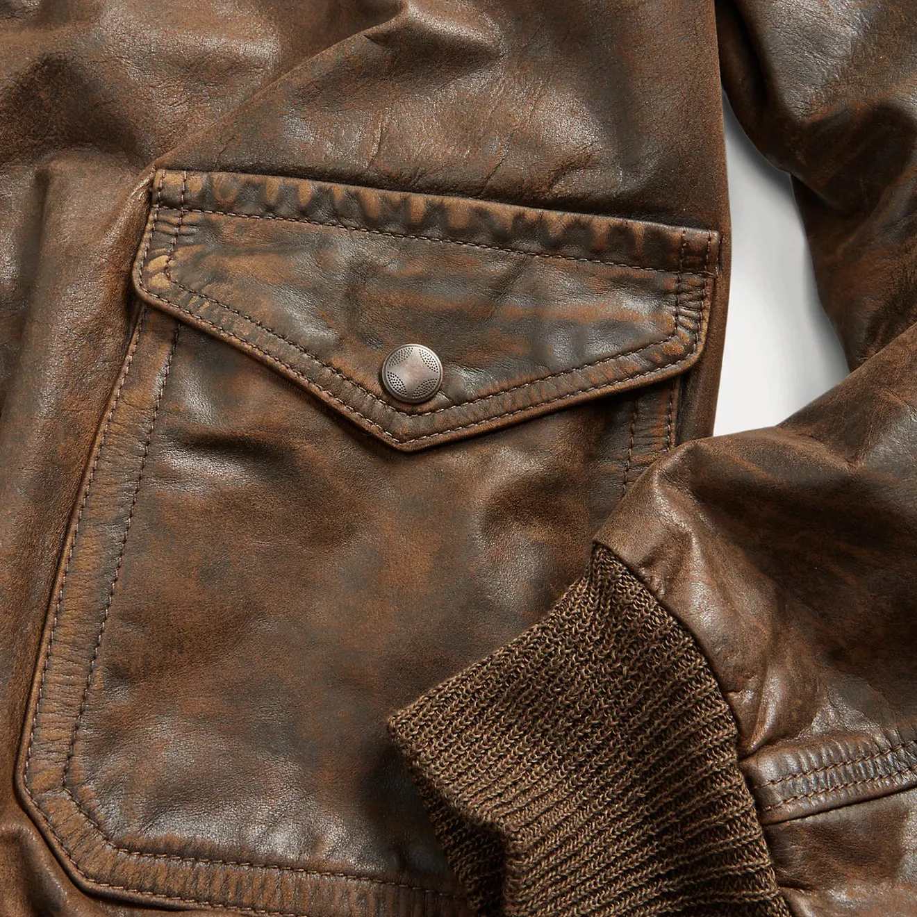 RRL by Ralph Lauren Leather Bomber Jacket Brown