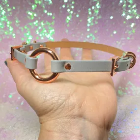 Sample Sale - Mini Double Buckle Ring of O Collar - Gray and Rose Gold - 15"-17"