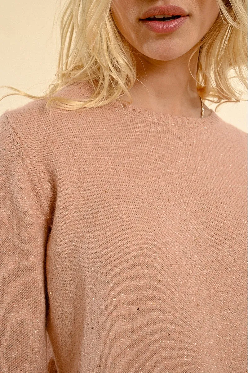 Shimmering Mesh Sweater - Pink