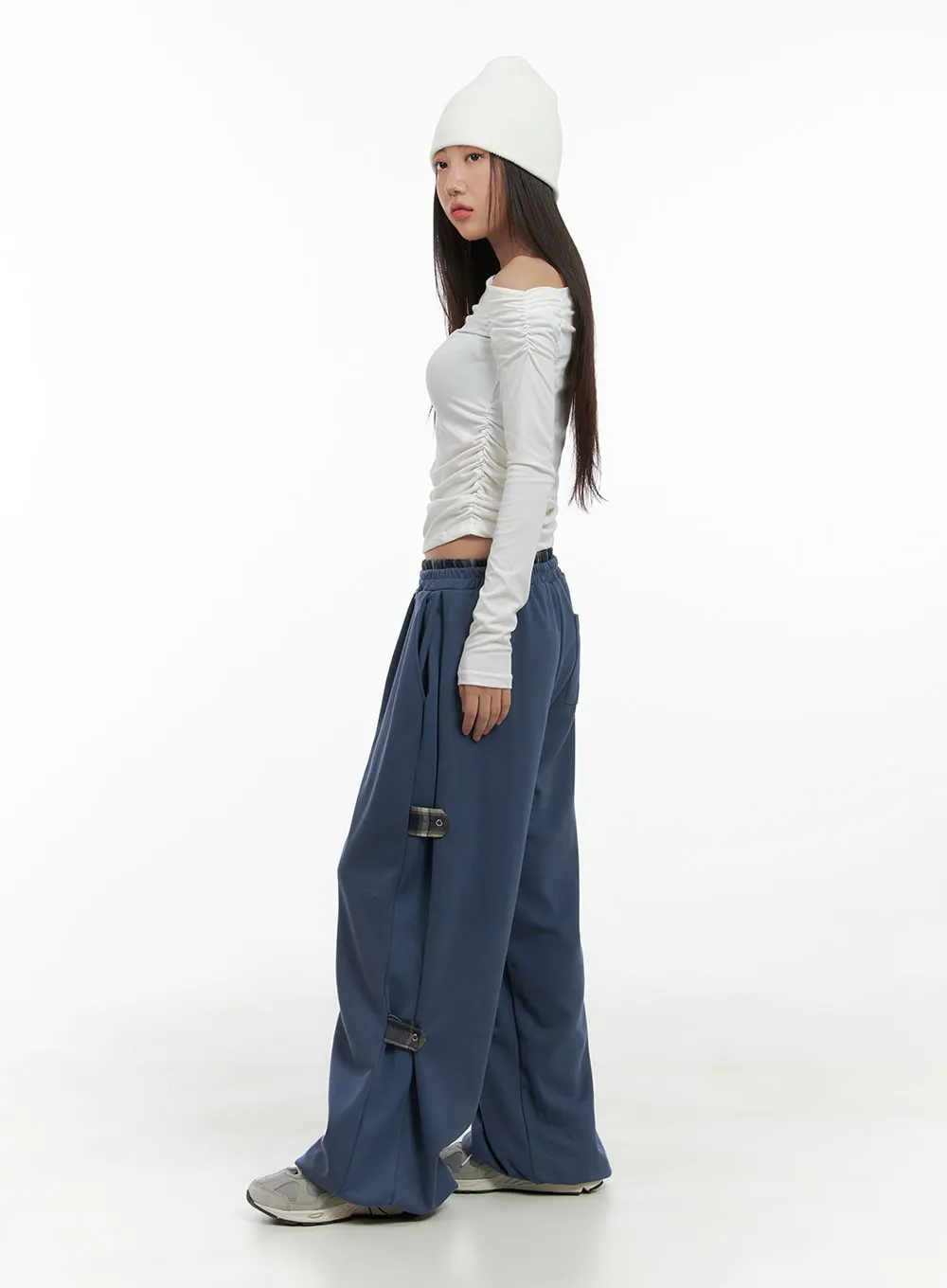 Side Buckle Oversized Sweatpants CG423