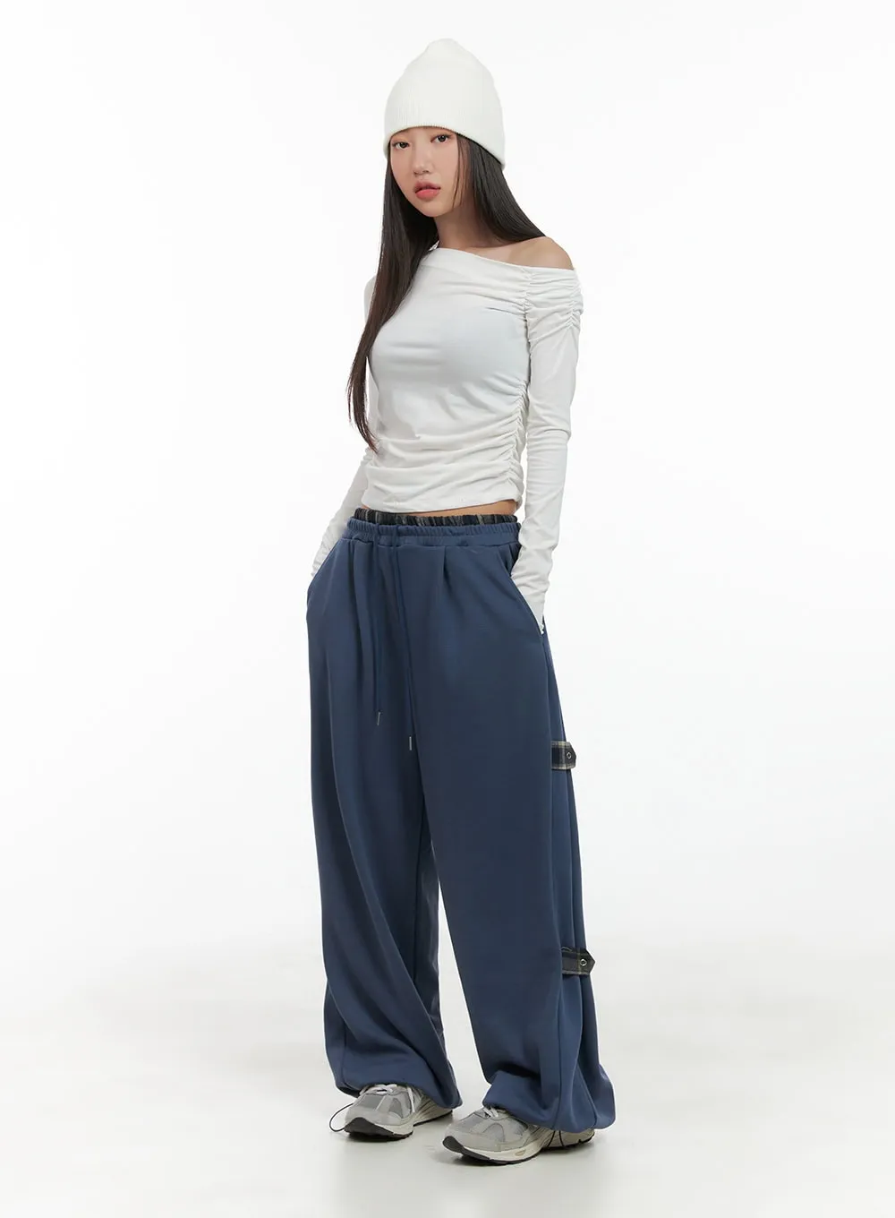 Side Buckle Oversized Sweatpants CG423