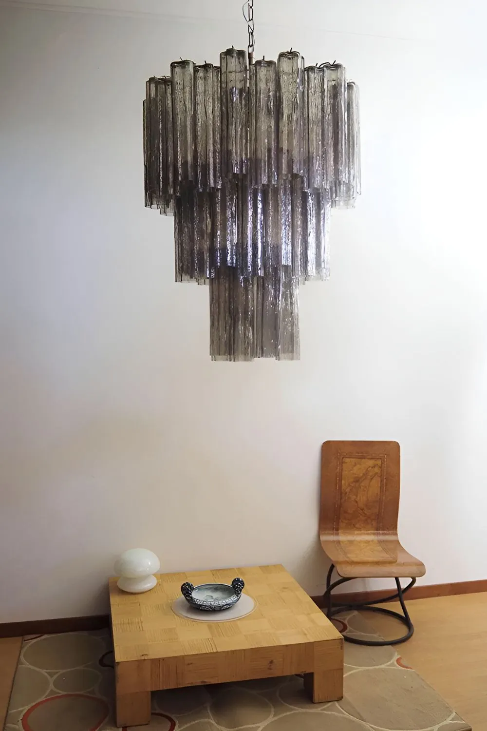 Smoked three-tier Murano chandelier