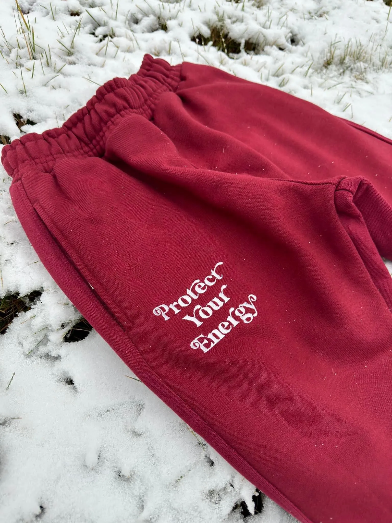 Stacked Sweatpants (Maroon)(Slim Fit)