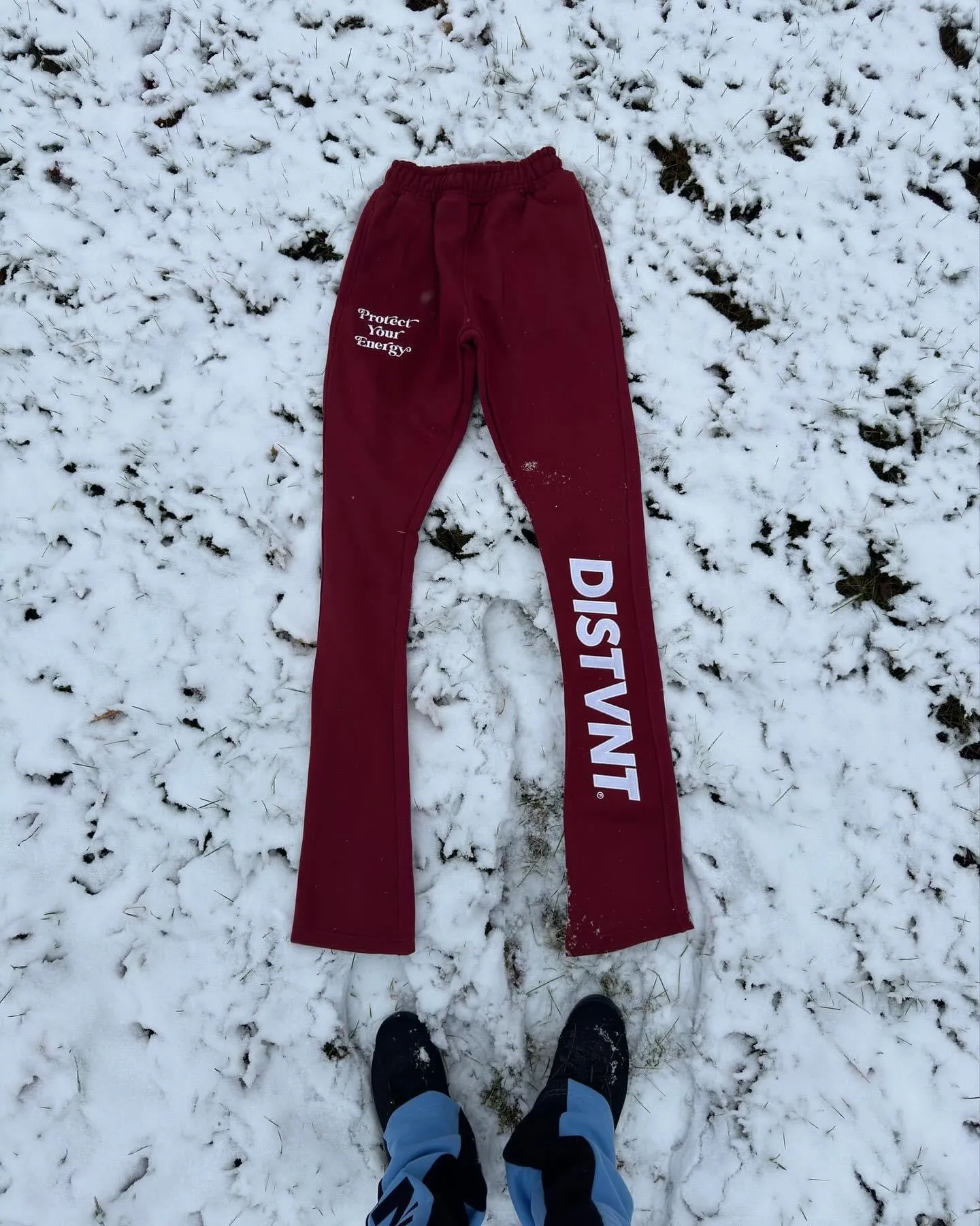 Stacked Sweatpants (Maroon)(Slim Fit)