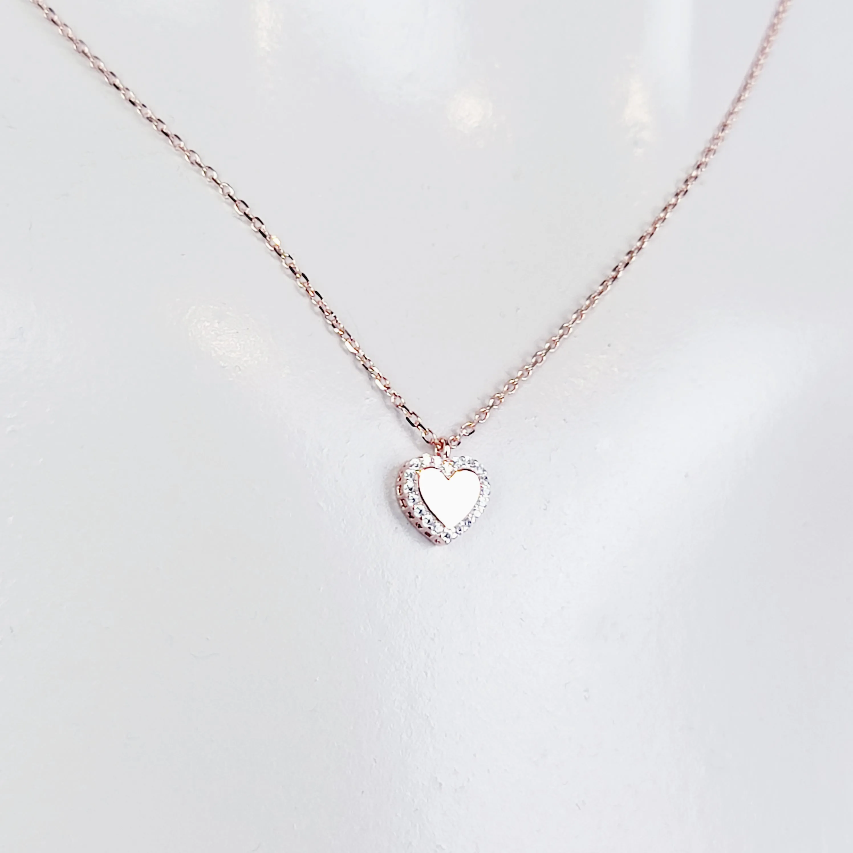 Sterling Silver Rose Gold Discreet Day Collar with Heart