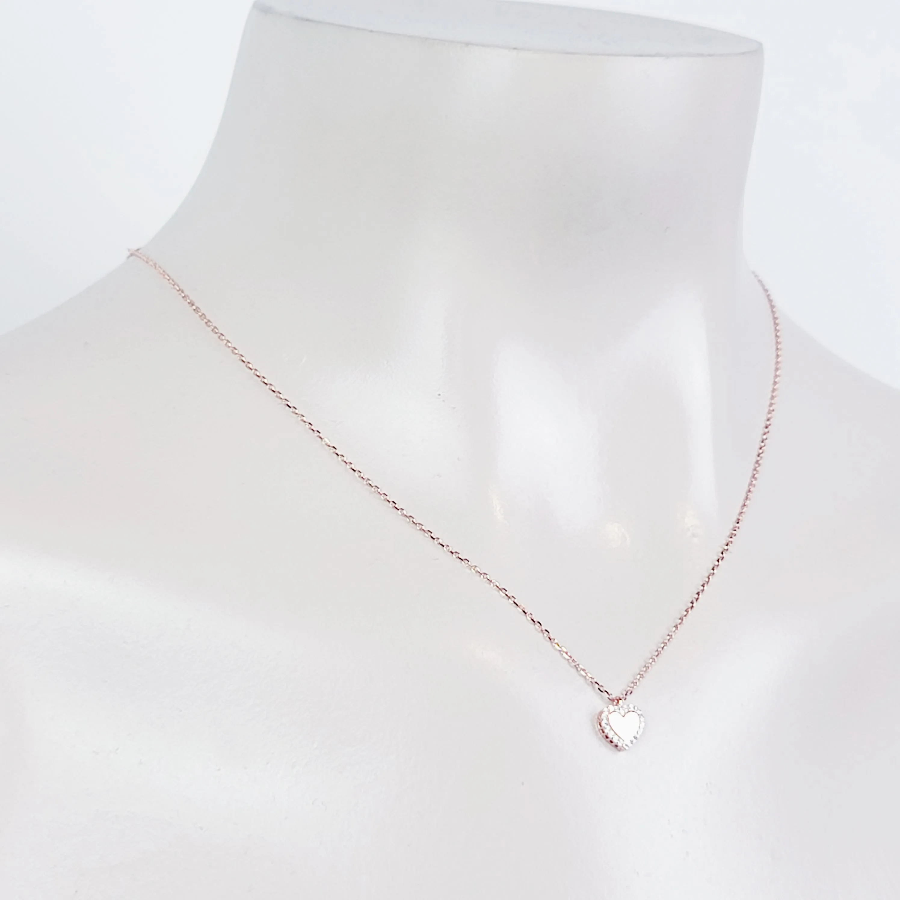 Sterling Silver Rose Gold Discreet Day Collar with Heart