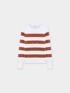 Striped Cotton Sweater-Brown