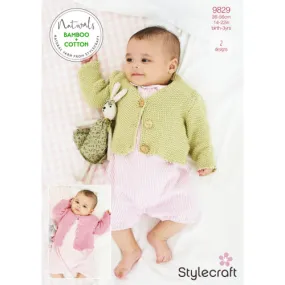 Stylecraft - Baby Cardigans in Naturals Bamboo   Cotton - Knitting Pattern 9829