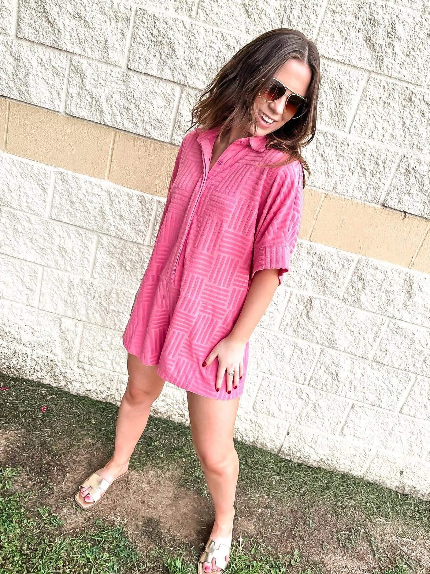 Summer Time Blues Romper Pink