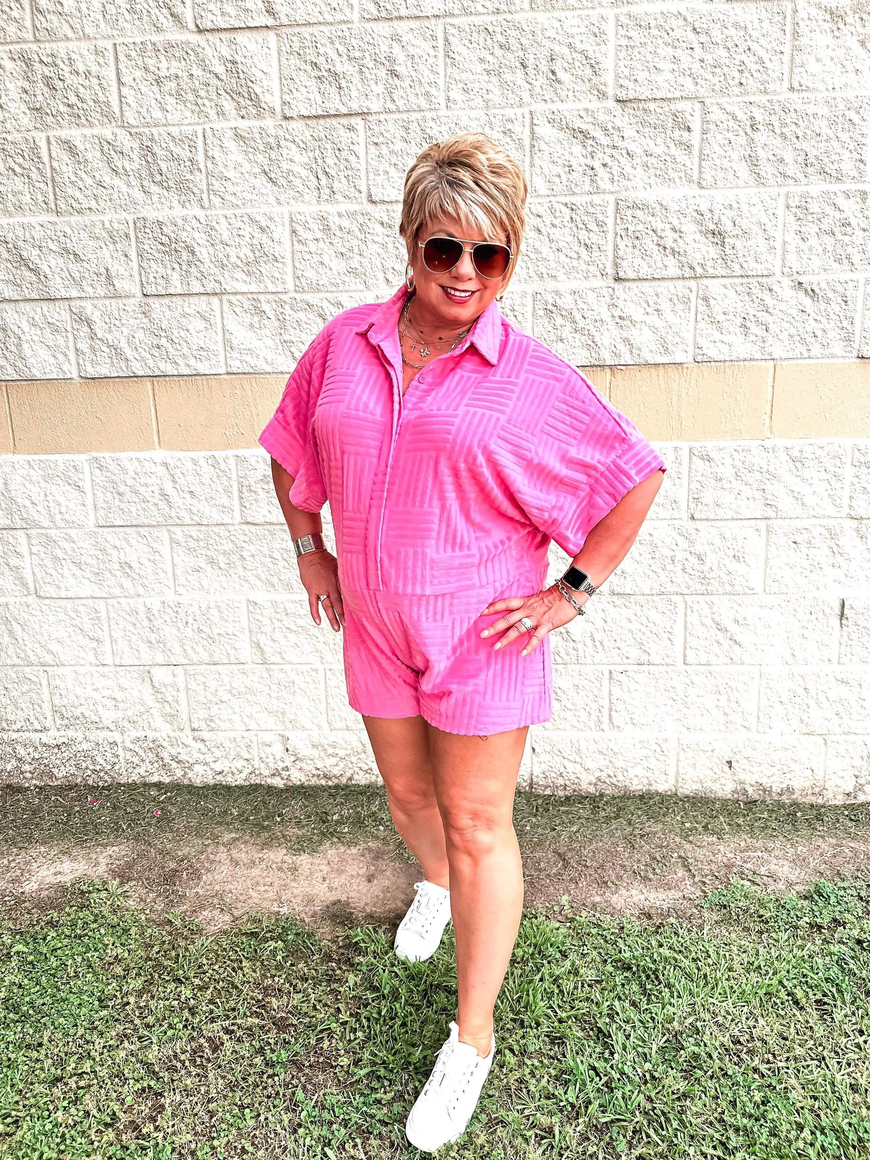 Summer Time Blues Romper Pink