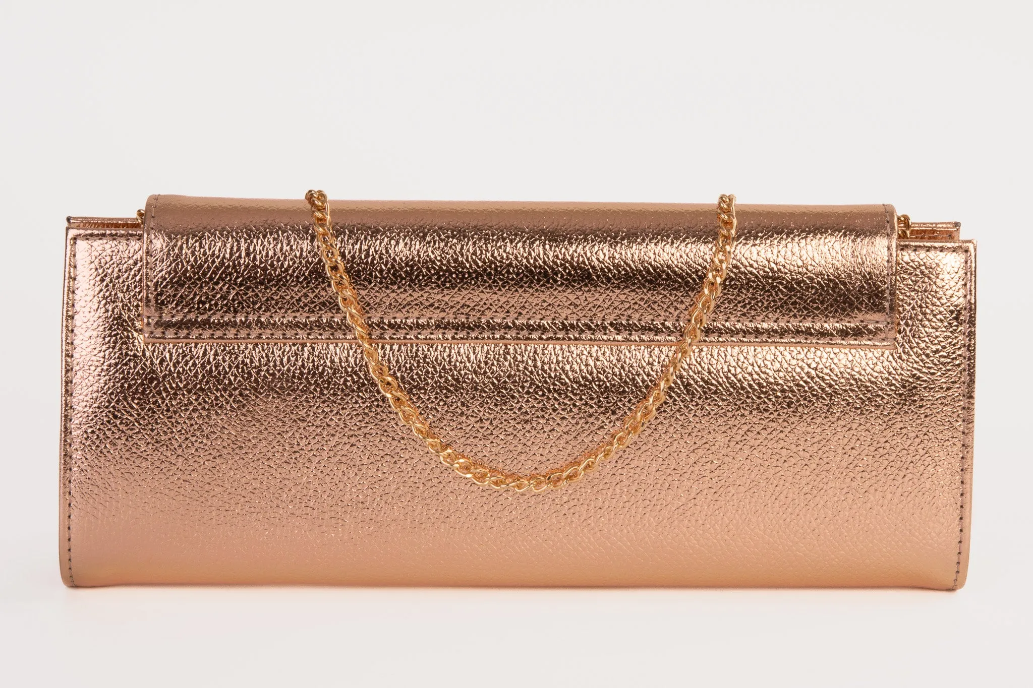 The Ege Rose Gold Leather Clutch