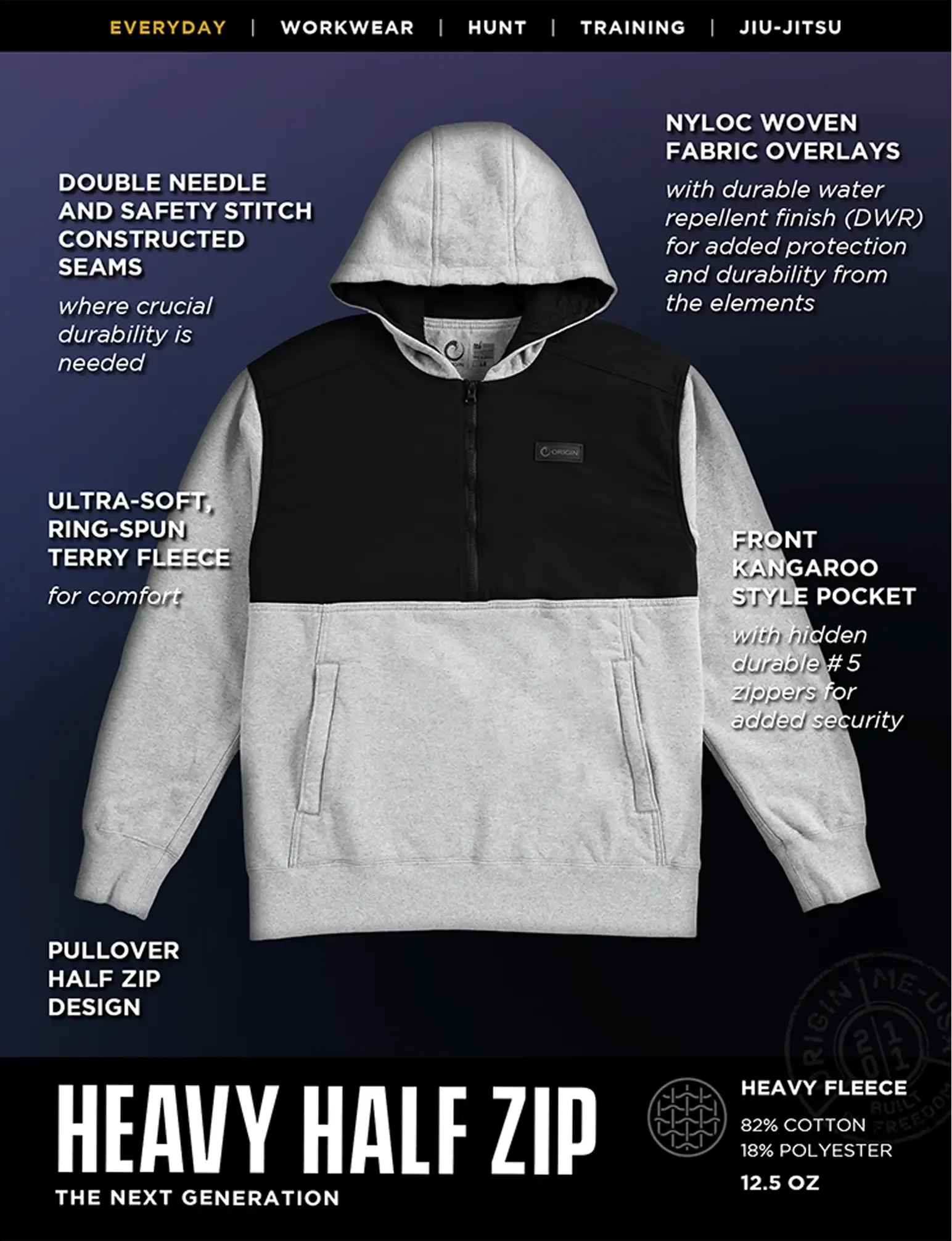 THE HEAVY HALF ZIP HOODIE