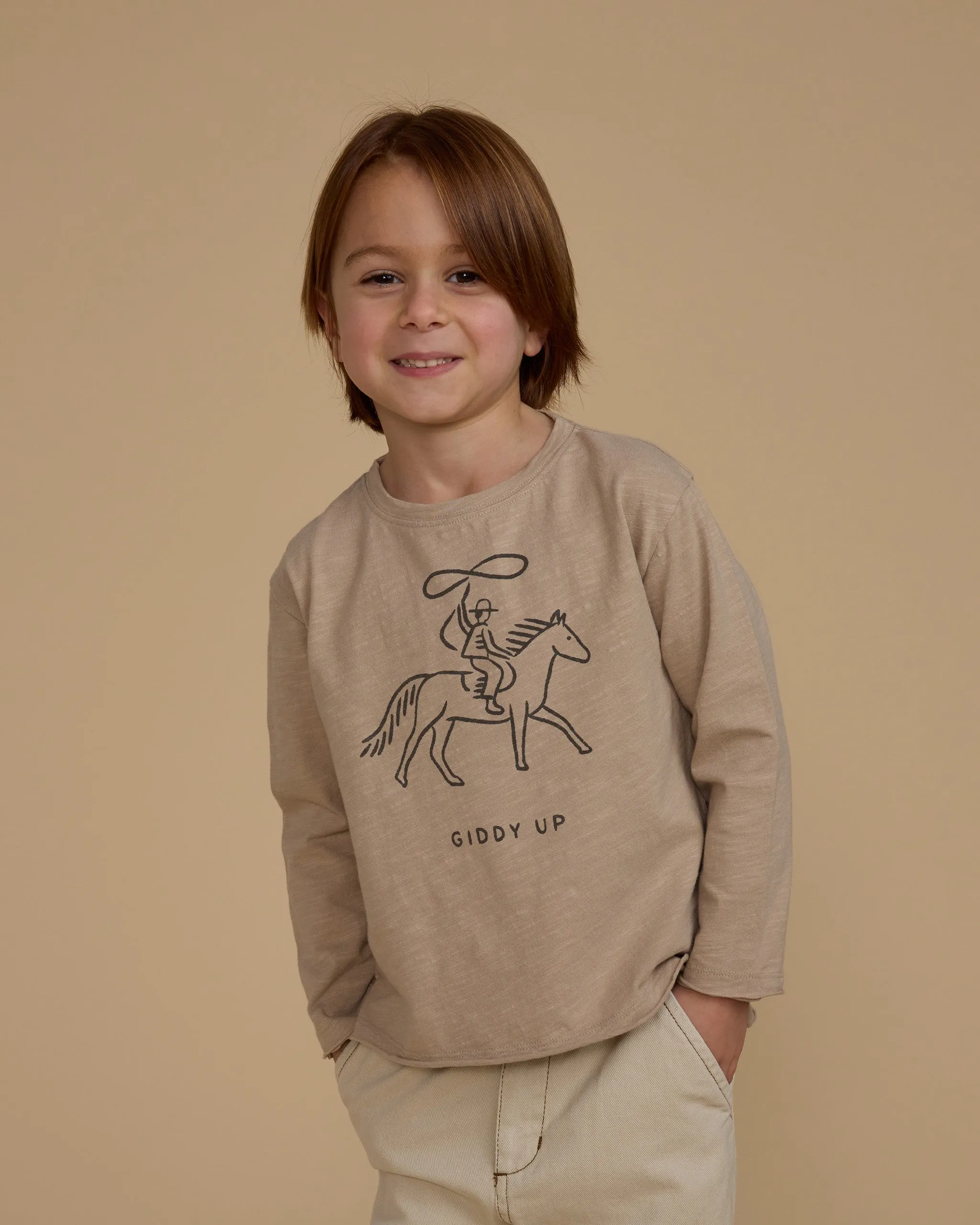 The Raw Edge Long Sleeve Tee by Rylee   Cru - Giddy Up - BABY