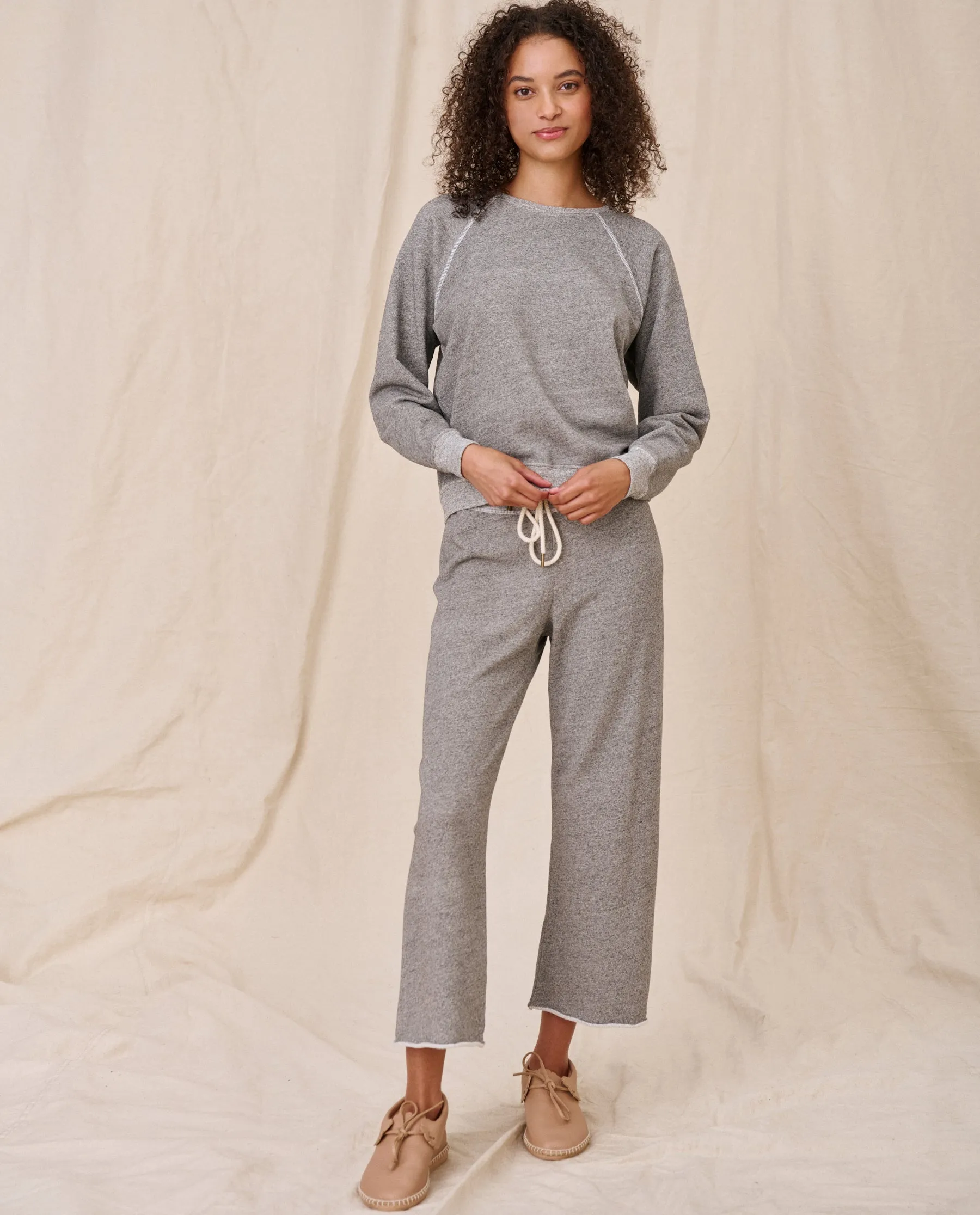 The Wide Leg Cropped Sweatpant. -- Varsity Grey