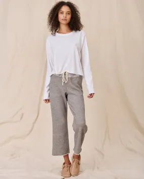 The Wide Leg Cropped Sweatpant. -- Varsity Grey