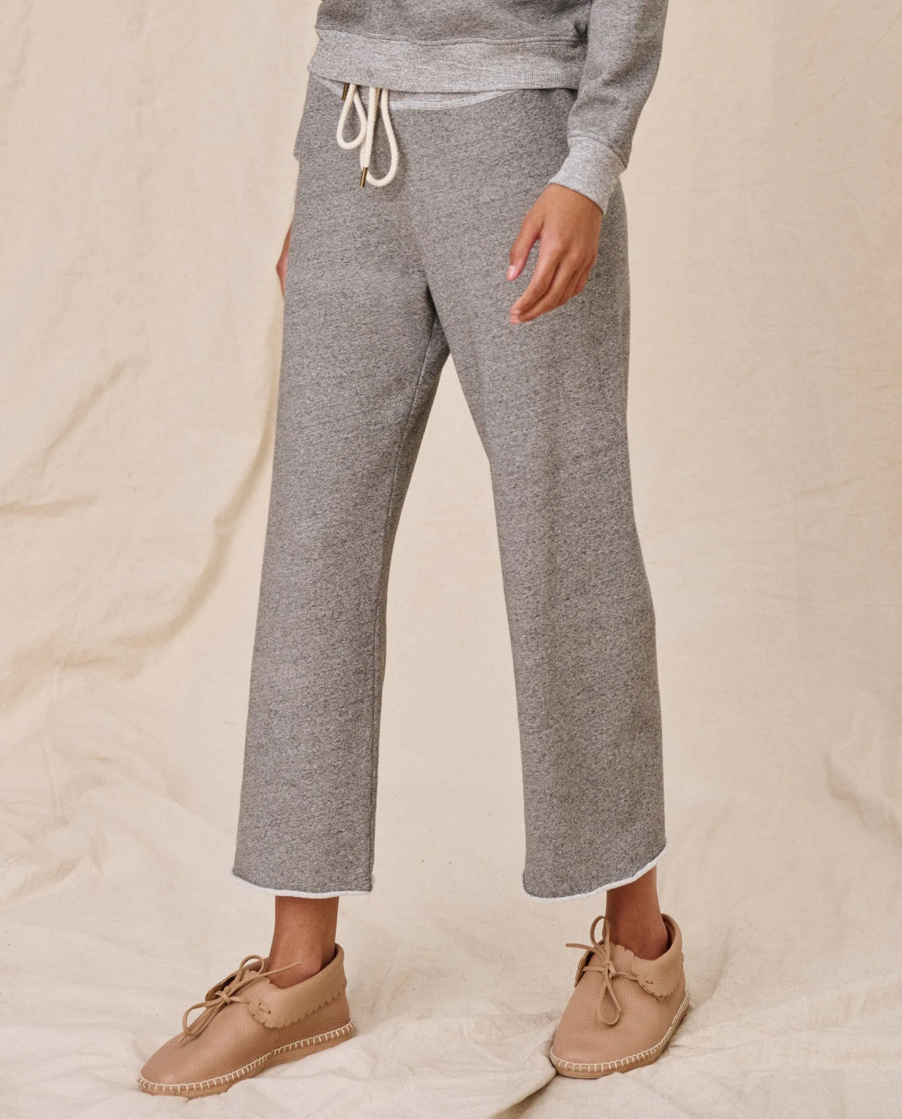 The Wide Leg Cropped Sweatpant. -- Varsity Grey