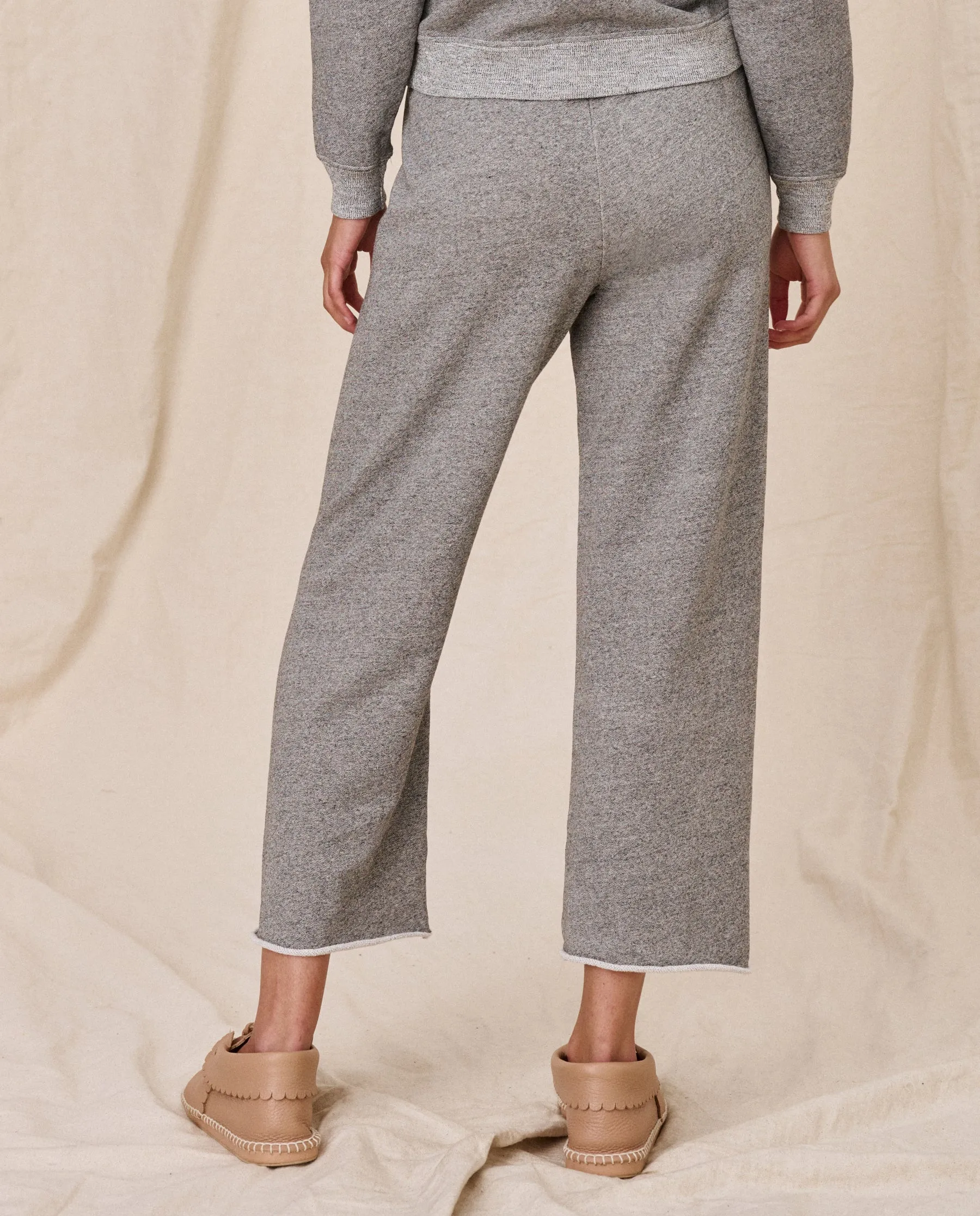 The Wide Leg Cropped Sweatpant. -- Varsity Grey