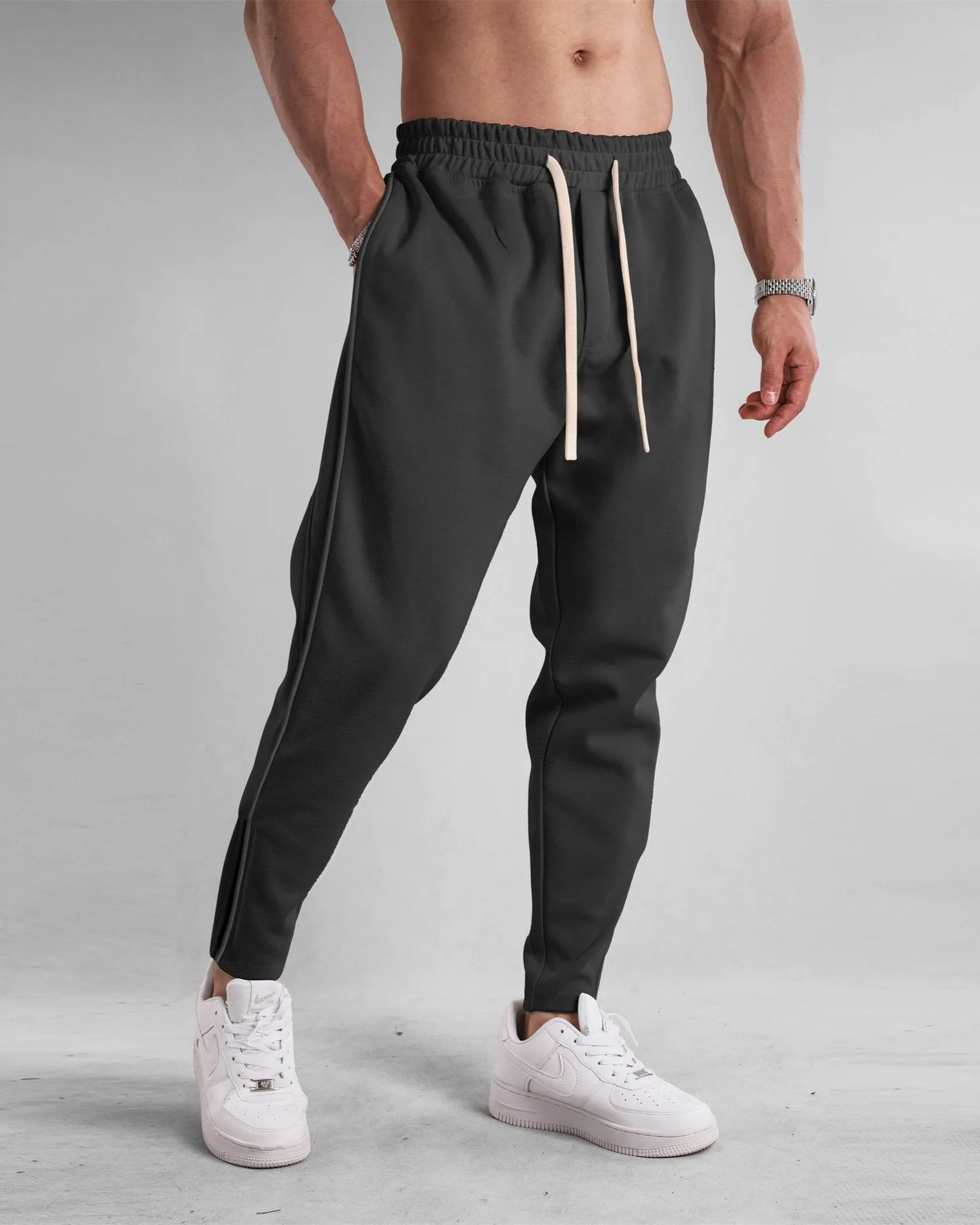 Track Side Sweatpants With Zipper Hem