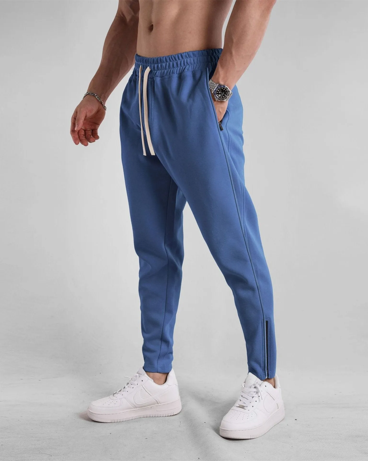 Track Side Sweatpants With Zipper Hem