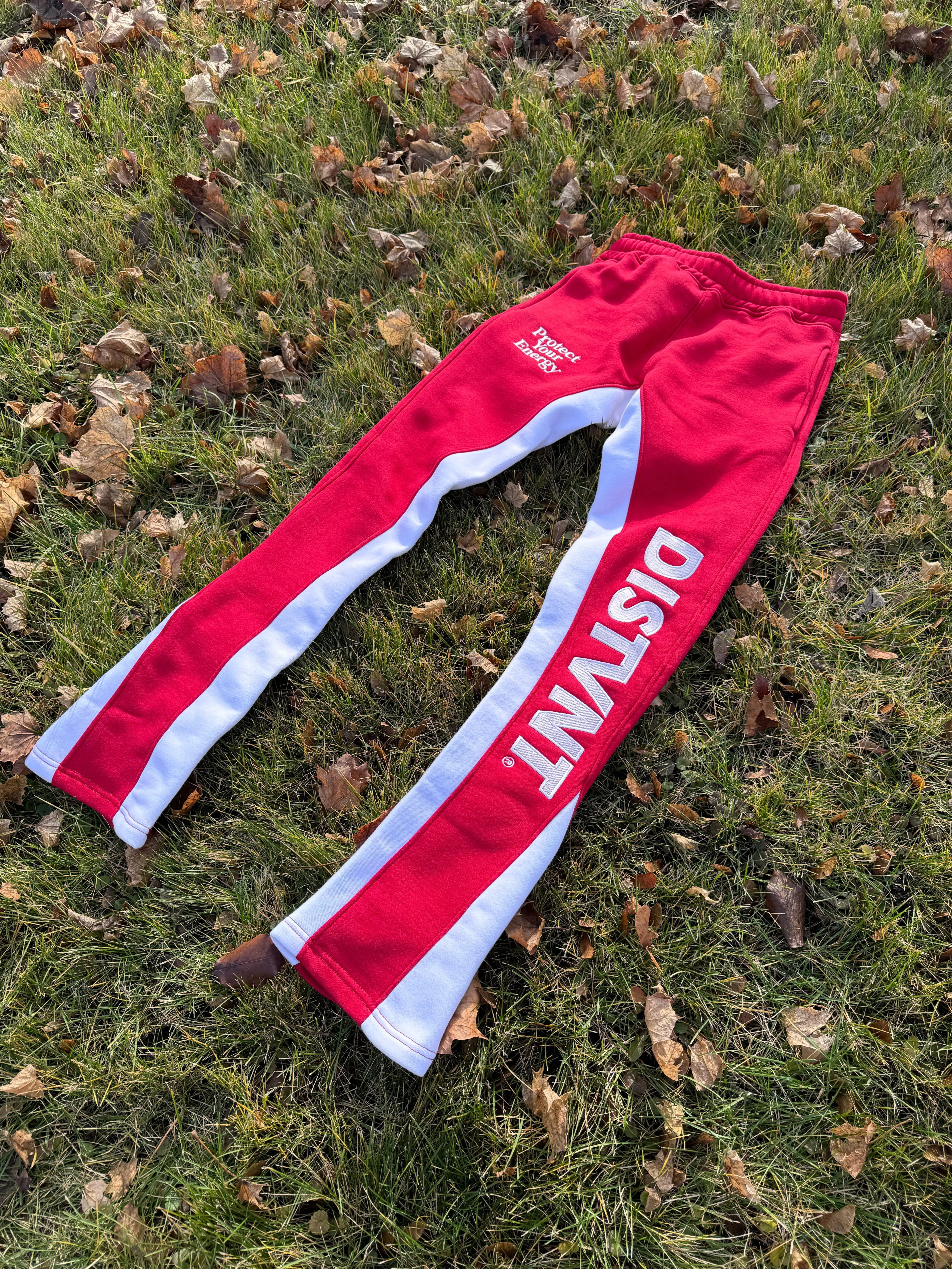 Two Tone Stacked Sweatpants (Red)