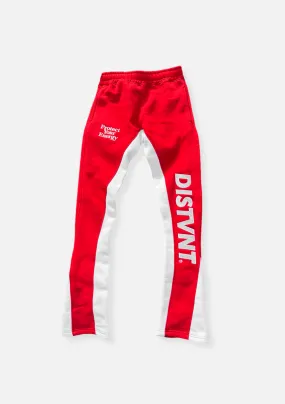 Two Tone Stacked Sweatpants (Red)