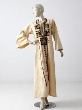 vintage kurta, long embroidered tunic dress