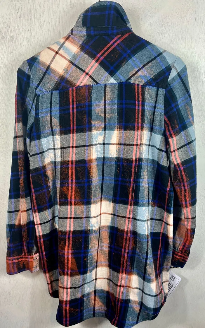 Vintage Navy and Royal Blue, White and Rust Flannel Tunic Size Small