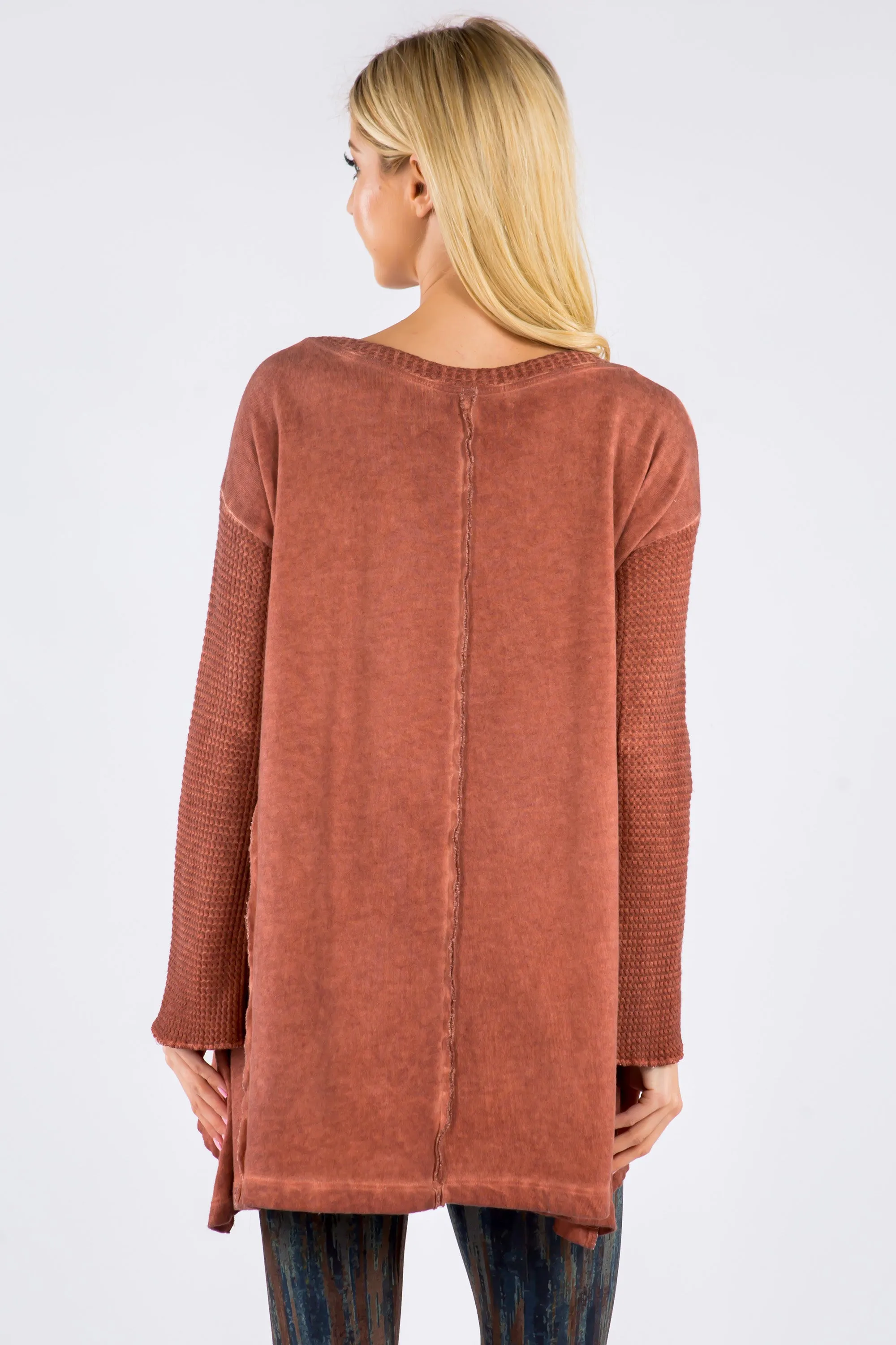 Waffle Knit Oil Washed Tunic