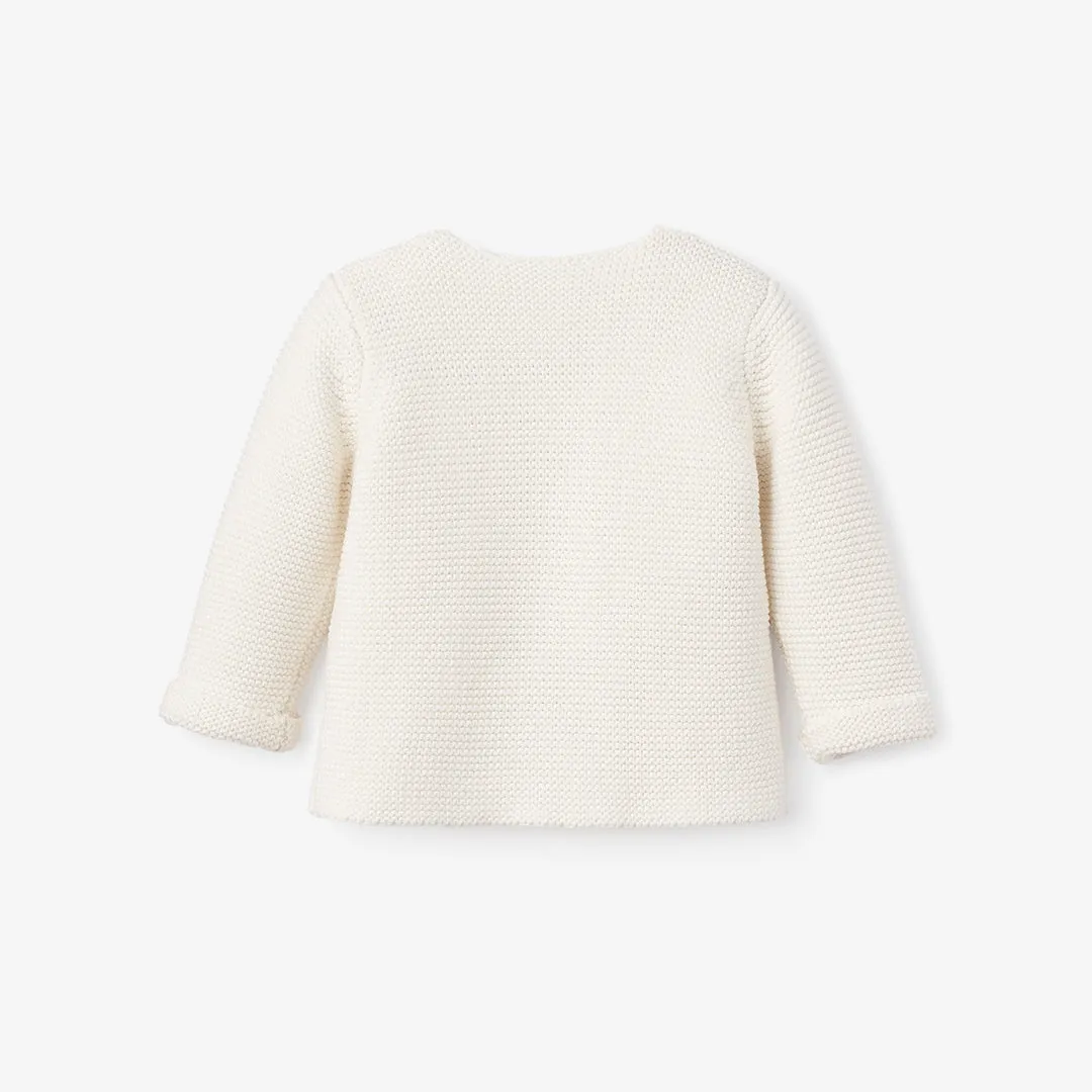 Whisper White Sofia   Finn Knit Baby Cardigan