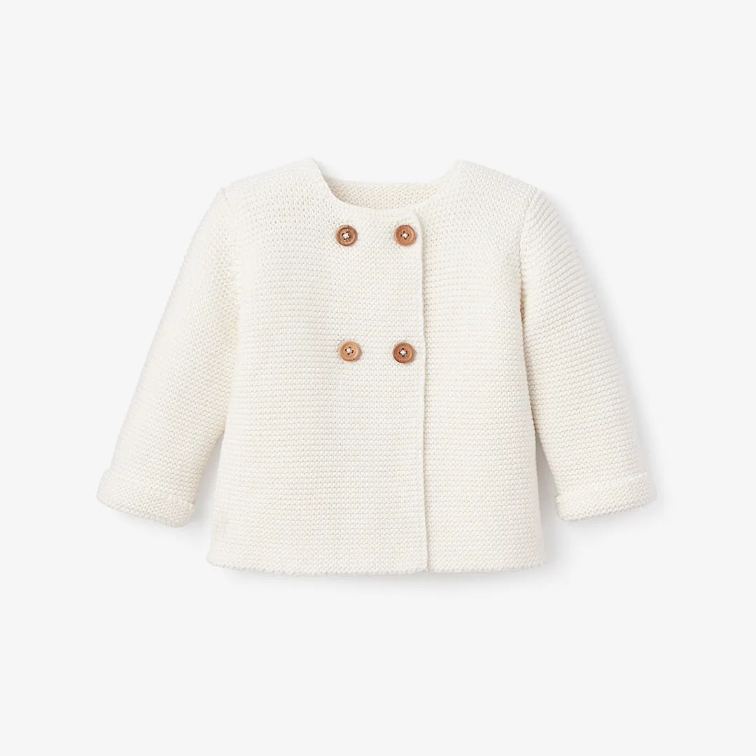 Whisper White Sofia   Finn Knit Baby Cardigan