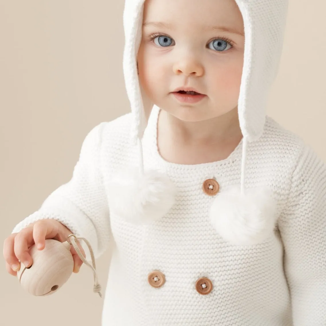 Whisper White Sofia   Finn Knit Baby Cardigan