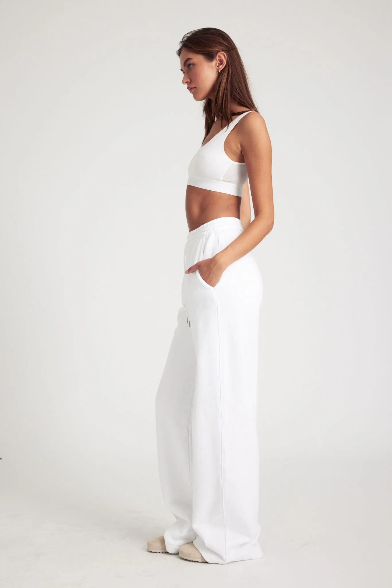 White Cotton Baggy Sweatpants