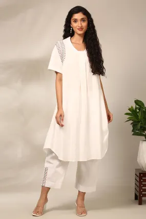 White Embroidered Tunic & Pant Co-Ord Set