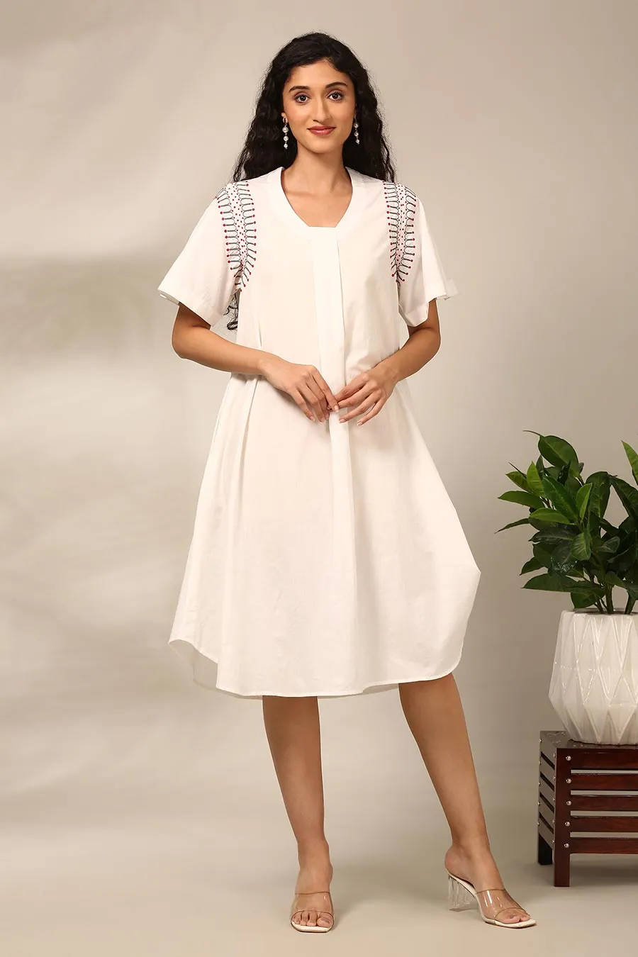 White Embroidered Tunic & Pant Co-Ord Set