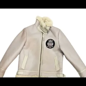 WHITE SHEARLING VARSITY