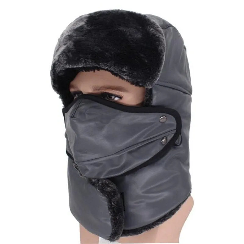 Winter Trapper Hat with Optional Face Mask