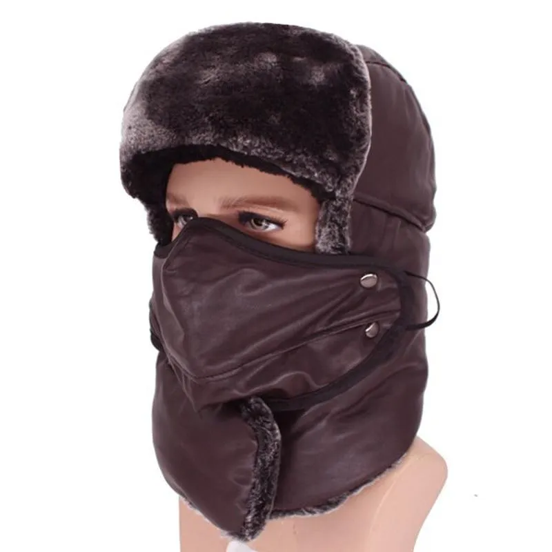 Winter Trapper Hat with Optional Face Mask