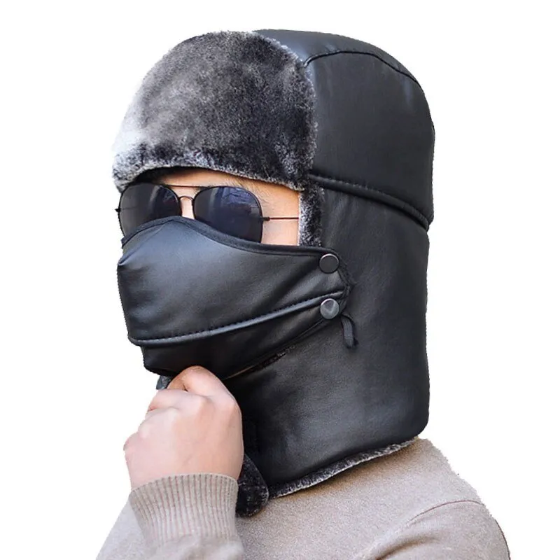 Winter Trapper Hat with Optional Face Mask