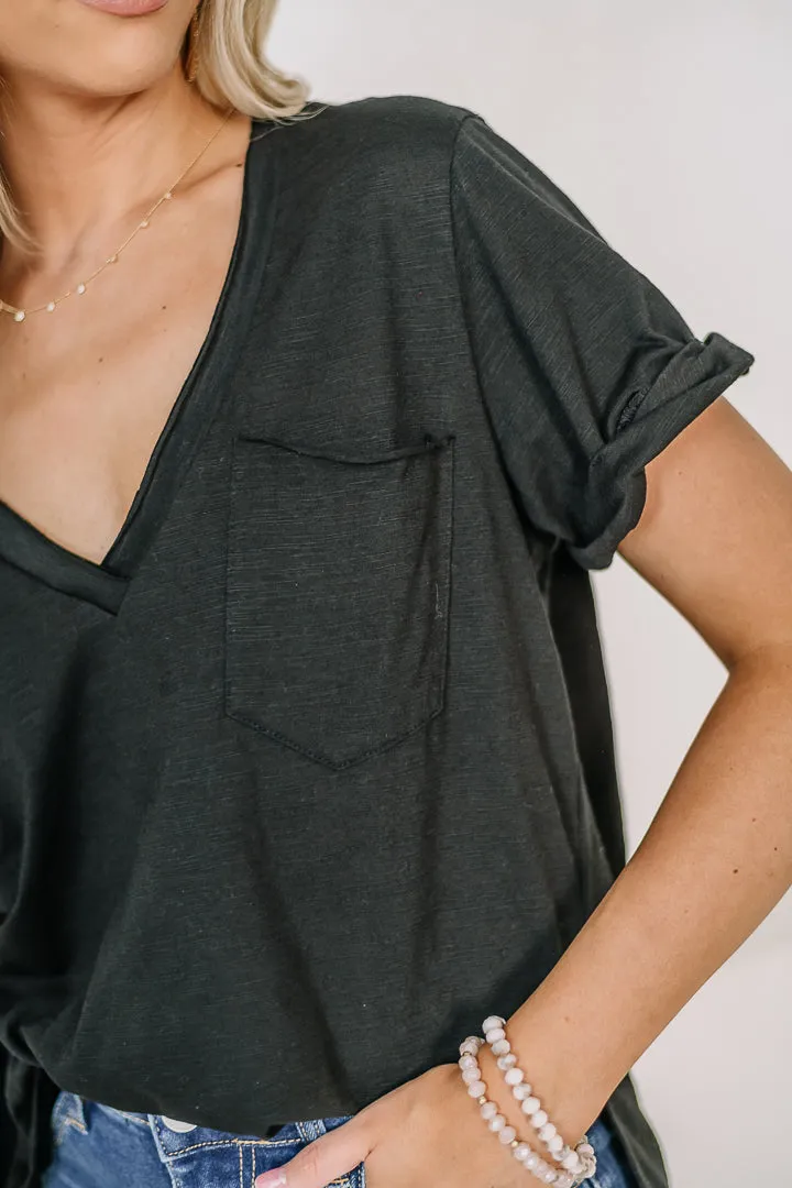 Zoie V Neck Top | Black